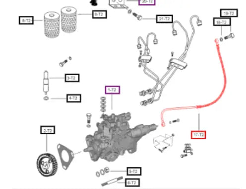 Mahindra Tractor Fuel Line - Fuel Injection Pump to Tank 006002397C1 Mahindra Direct Parts