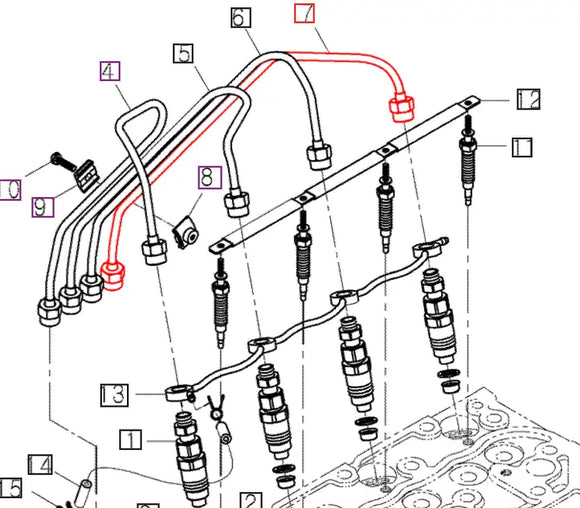 Mahindra Tractor Fuel Line - Injection Pipe 4 E6301537430 Mahindra Direct Parts