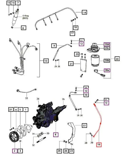 Mahindra Tractor Fuel Line - Injection Pump to Fuel Tank Mahindra