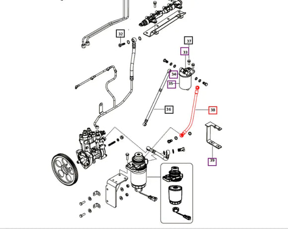 Mahindra Tractor Fuel Line Pre filter To Main Fuel Filter 006021031D1 Mahindra