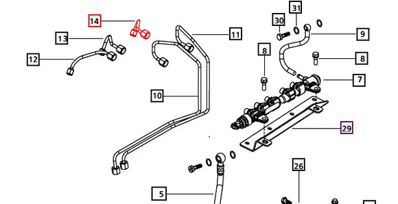 Mahindra Tractor Fuel Line - Rail to Injector 006017591D1 Mahindra Direct Parts