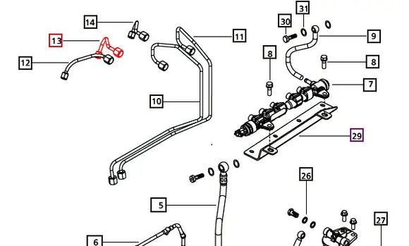 Mahindra Tractor Fuel Line - Rail to Injector 006017592D1 Mahindra Direct Parts