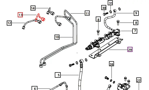Mahindra Tractor Fuel Line - Rail to Injector 006017592D1 Mahindra Direct Parts