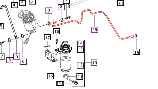 Mahindra Tractor Fuel Pipe - Tank To Fuel Filter E006008398F2 Mahindra Direct Parts