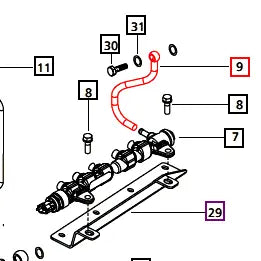 Mahindra Tractor Fuel Rail Overflow Pipe 006021256D1 Mahindra Direct Parts