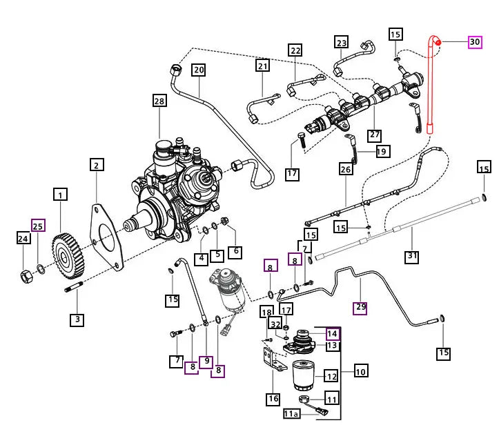Mahindra Tractor Fuel Return Line From Fuel Rail To Main Return Line 006013760F2 Mahindra