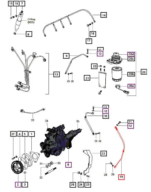 Mahindra Tractor Fuel Return Line from Injection Pump to Tank Mahindra Direct Parts