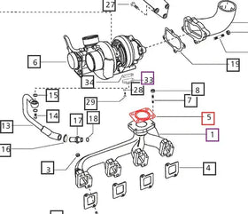 Mahindra Tractor Gasket Turbocharger Mounting 006005436F1 Mahindra Direct Parts