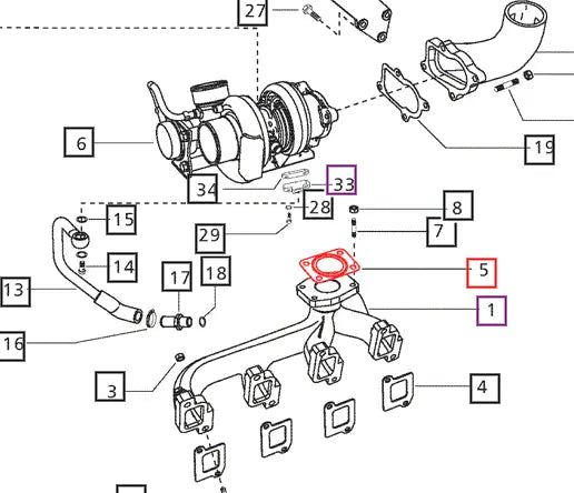 Mahindra Tractor Gasket Turbocharger Mounting 006005436F1 Mahindra Direct Parts