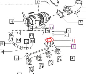 Mahindra Tractor Gasket Turbocharger Mounting 006005436F1 Mahindra Direct Parts