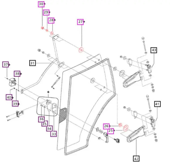 Mahindra Tractor Glass Side Hinge Hardware Kit E007518198D91 Mahindra