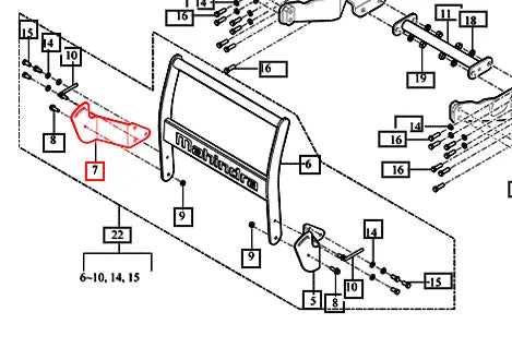 Mahindra Tractor Grill Guard Bracket Right Hand RH 85711006022GB Mahindra Direct Parts