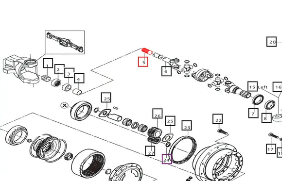 Mahindra Tractor Half Shaft Differential Side 006506157C1 Mahindra Direct Parts