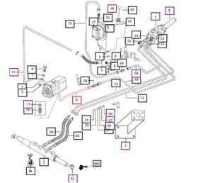 Mahindra Tractor Hard Line Hydraulic Pump To Long HSU Steering Unit E007203629B91 Mahindra