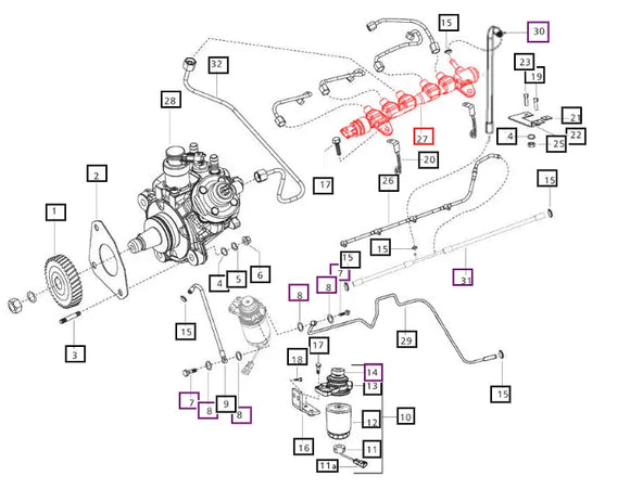 Mahindra Tractor High Pressure Fuel Rail 006013056H1 Mahindra
