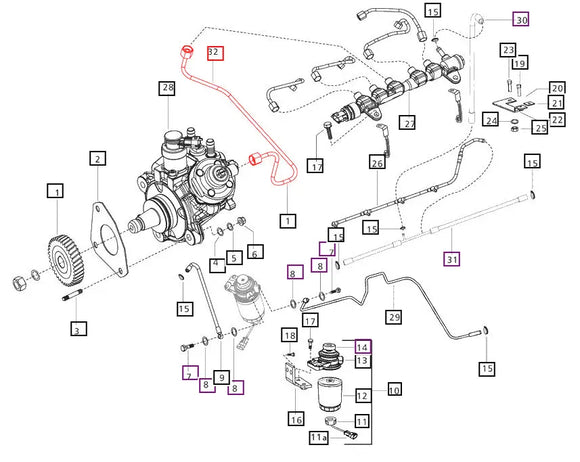 Mahindra Tractor High Pressure Line Fuel Injection Pump to Fuel Rail 006012682F1 Mahindra