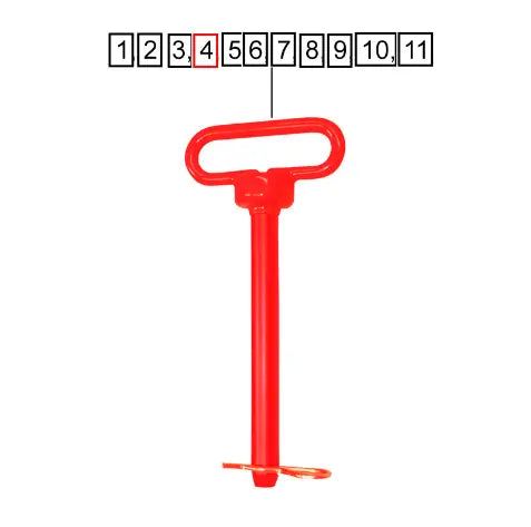 Mahindra Tractor Hitch Pin, Red 3/4 X 4 L1009900108 Mahindra Direct Parts