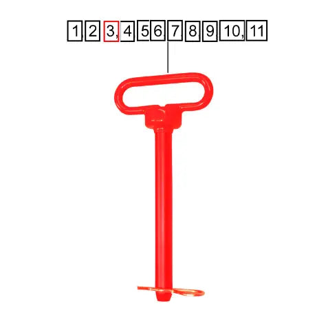 Mahindra Tractor Hitch Pin, Red 5/8 X 5-3/4 L1009900107 Mahindra Direct Parts