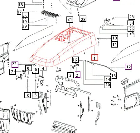 Mahindra Tractor Hood 007500151D94 Mahindra Direct Parts
