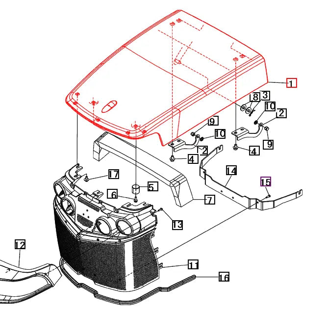 Mahindra Tractor Hood 10621102BP0 Mahindra Direct Parts