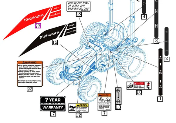 Mahindra Tractor Hood Decal Left Hand eMax L 25 HST 11329010030 Mahindra Direct Parts