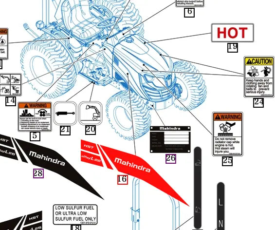 Mahindra Tractor Hood Decal Right Hand RH 11319010021 Mahindra Direct Parts