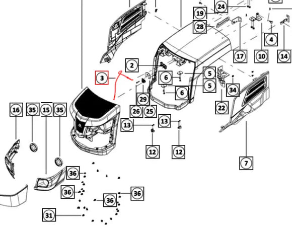 Mahindra Tractor Hood Latch Cable (Updated) 007665359N01 Mahindra