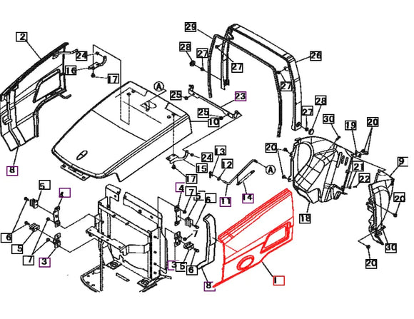 Mahindra Tractor Hood Panel Left Hand LH 10462621BP0 Mahindra Direct Parts