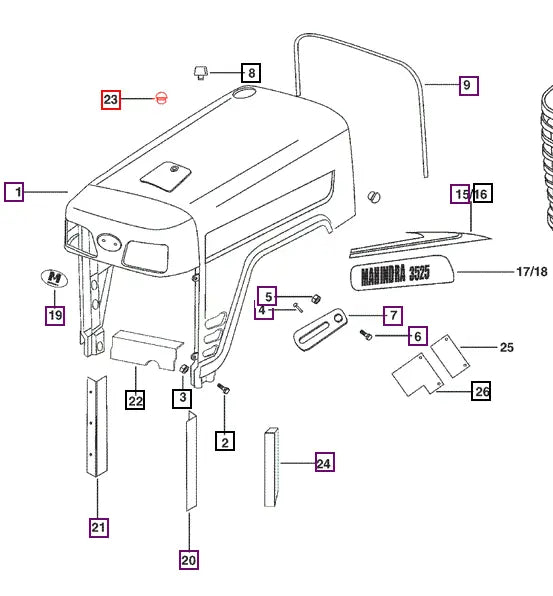 Mahindra Tractor Hood Rubber Button 005557488R1 Mahindra Direct Parts