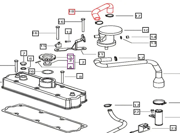 Mahindra Tractor Hose - PCV To Inlet Elbow 006016704D1 Mahindra Direct Parts