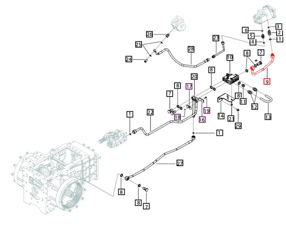 Mahindra Tractor Hydraulic Line Pipe - From Pump 007209045C91 Mahindra Direct Parts