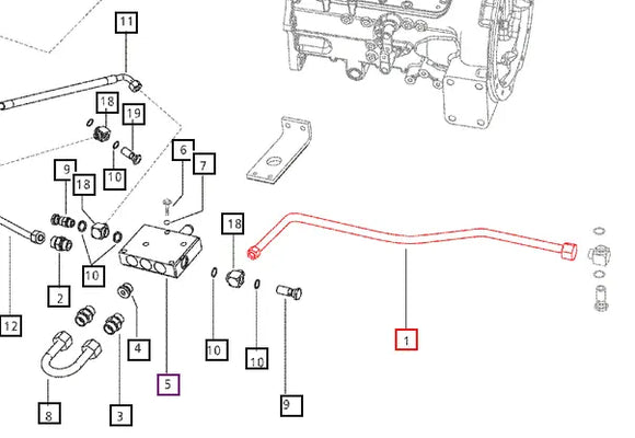 Mahindra Tractor Hydraulic Pipe - Hitch Pump To RV Block E007204078D1 Mahindra Direct Parts