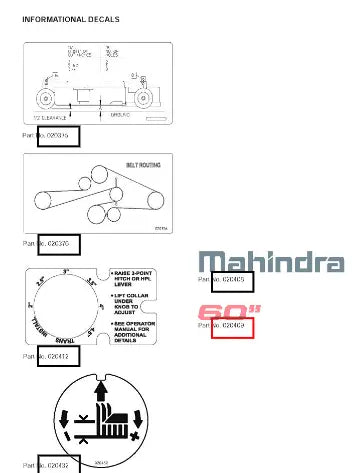 Mahindra Tractor Informational Decal- 60" AME020409 Mahindra Direct Parts