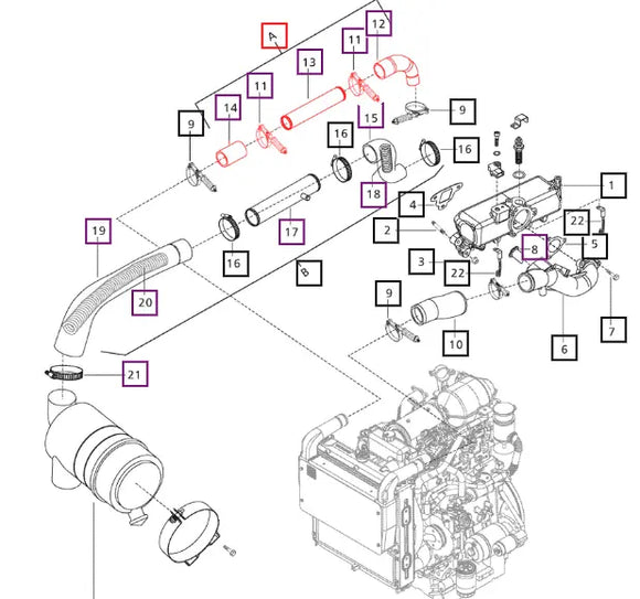 Mahindra Tractor Intake Hose Assembly 006013709D91 Mahindra Direct Parts