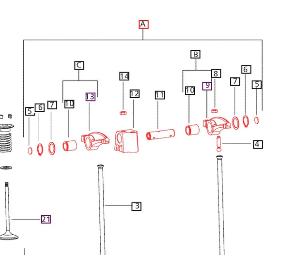 Mahindra Tractor Intake and Exhaust Rocker Arm Assembly 000020172E05 Mahindra