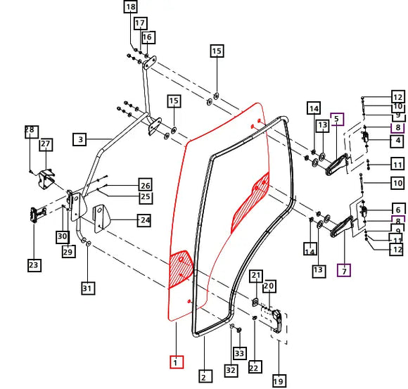 Mahindra Tractor LH Left Door Glass E007518911D1 Mahindra