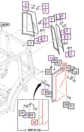 Mahindra Tractor LH Left Glass Behind Drivers Door 16997020072 Mahindra