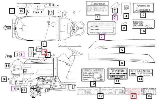 Mahindra Tractor Label 1626 16058763001 Mahindra Direct Parts