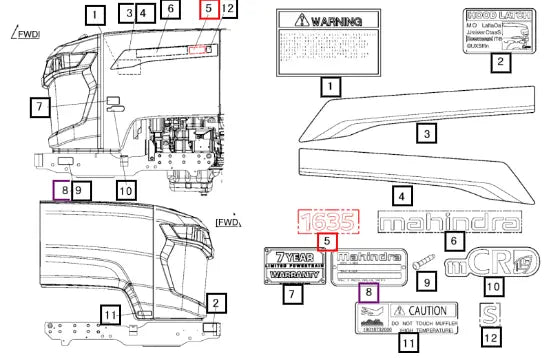Mahindra Tractor Label 1635 16068763001 Mahindra Direct Parts