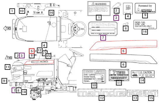 Mahindra Tractor Label Lh Side 16058761001 Mahindra Direct Parts