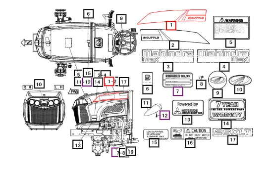 Mahindra Tractor Label Lh,side 19018751000 Mahindra Direct Parts