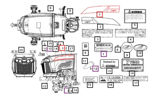 Mahindra Tractor Label Lh,side 19018753000 Mahindra Direct Parts