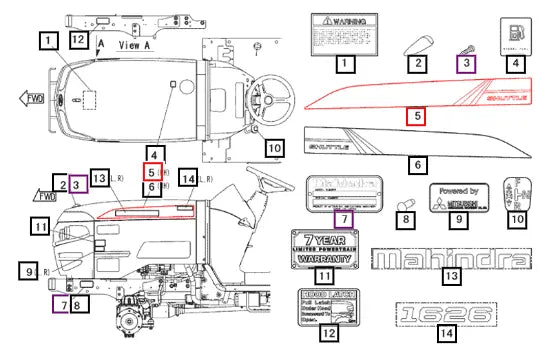Mahindra Tractor Label Lh,side 19468768000 Mahindra Direct Parts