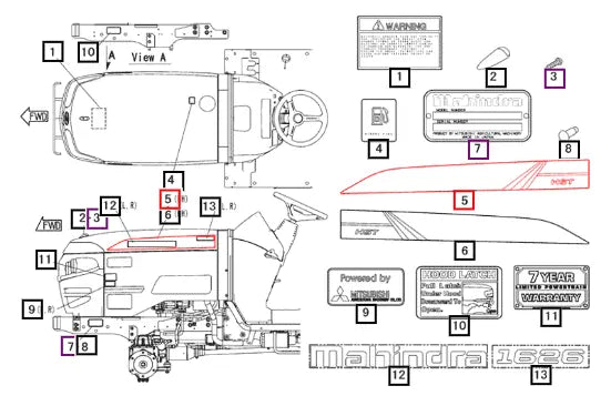 Mahindra Tractor Label Lh,side 19468798000 Mahindra Direct Parts