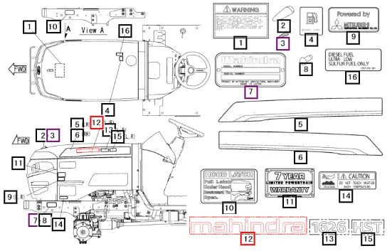 Mahindra Tractor Label Mahindra 16058766001 Mahindra Direct Parts