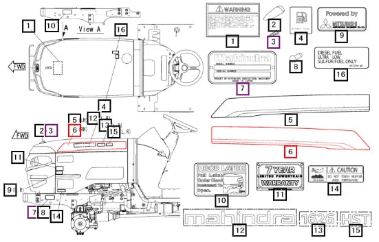Mahindra Tractor Label Rh Side 16058762001 Mahindra Direct Parts