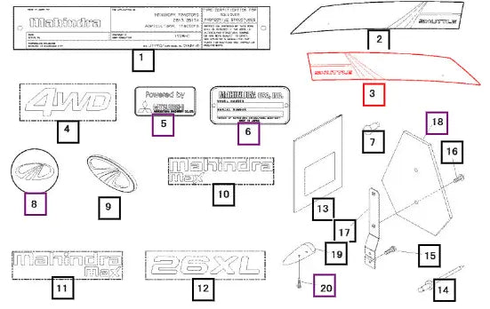 Mahindra Tractor Label Rh, Side 19582793000 Mahindra Direct Parts