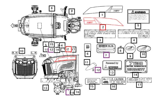 Mahindra Tractor Label Rh,side 19018754000 Mahindra Direct Parts