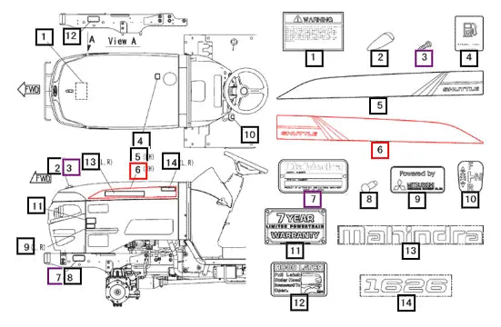 Mahindra Tractor Label Rh,side 19468769000 Mahindra Direct Parts