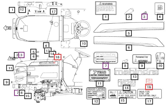 Mahindra Tractor Label S 16058764001 Mahindra Direct Parts